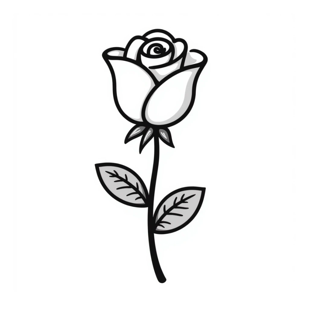 hand-drawn doodle of a rose flower sticker