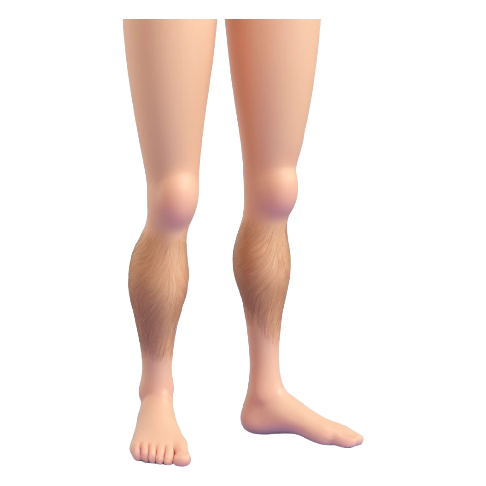 a hairy human leg, realistic, natural skin, visible hair, 3D style sticker