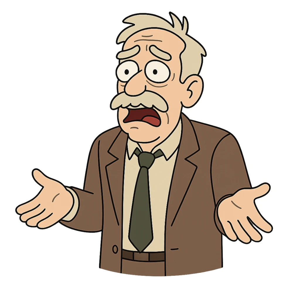 ex billionaire, lost fortune, looking surprised, cartoon style sticker