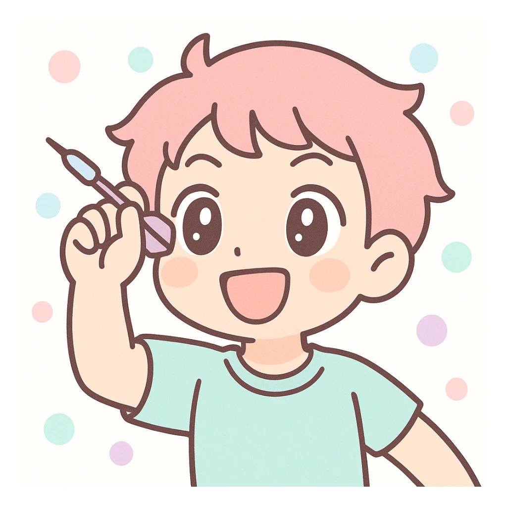anime style emoji of a guy throwing darts, close-up on face, energetic expression sticker
