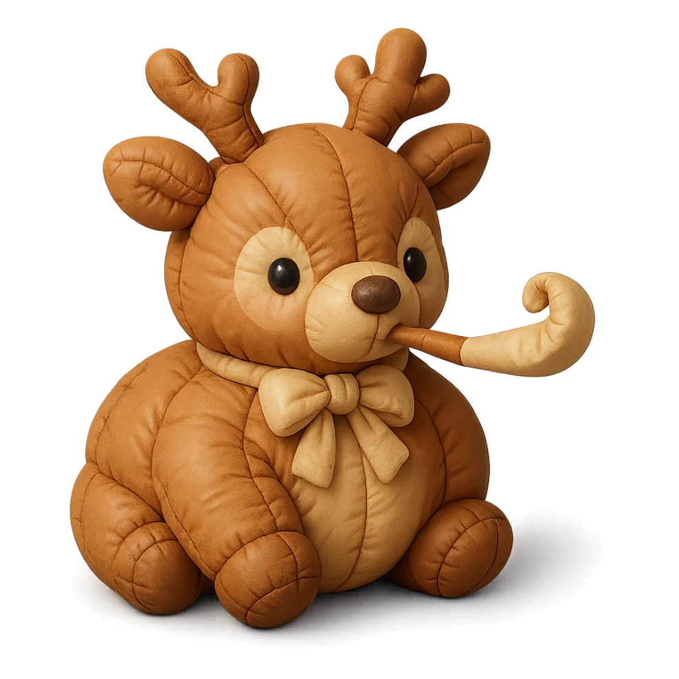 deer with a ribbon scarf holding a birthday horn sticker