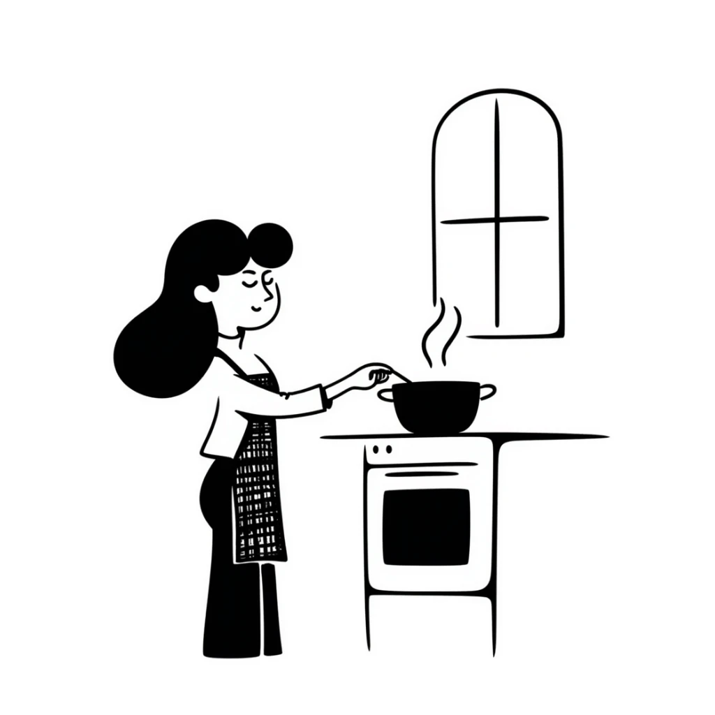 woman preparing food in kitchen sticker
