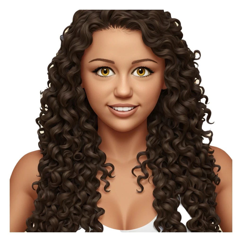 smiling girl with curly hair sticker