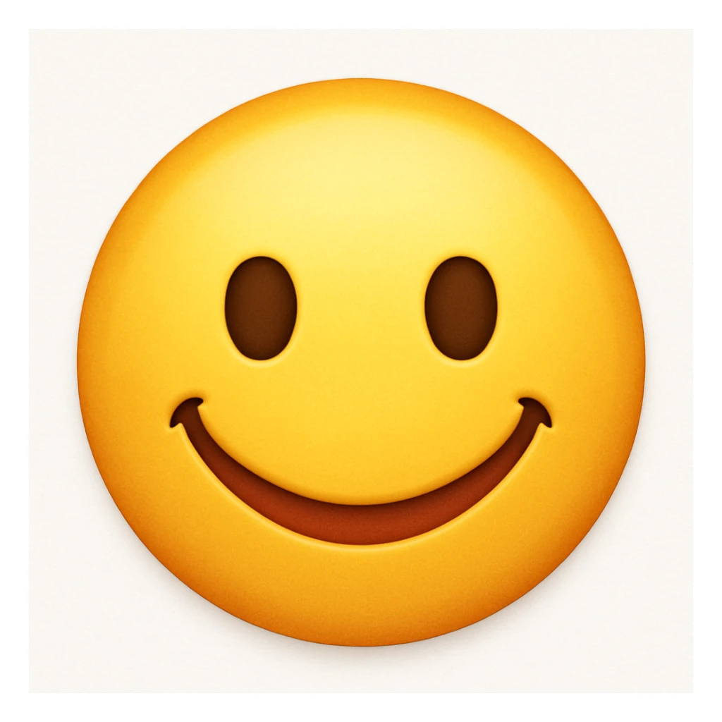 Make the lips smile, keep other features the same in the style of apple style emojis sticker