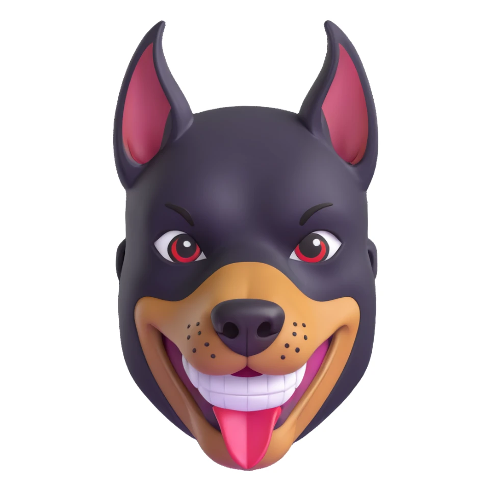Doberman with a bandit mask and a cheeky grin sticker