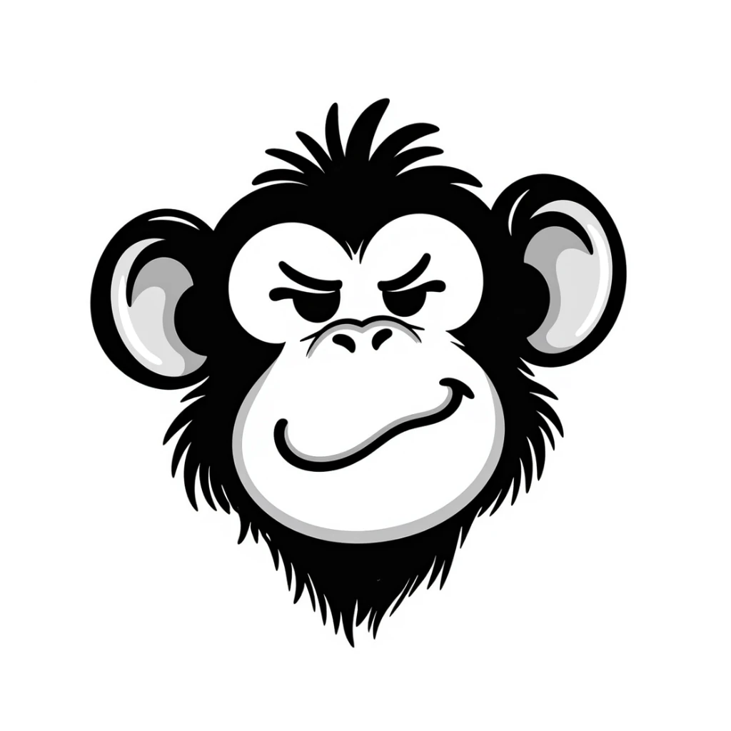 monkey with a side smirk, similar to the smirking cat emoji sticker