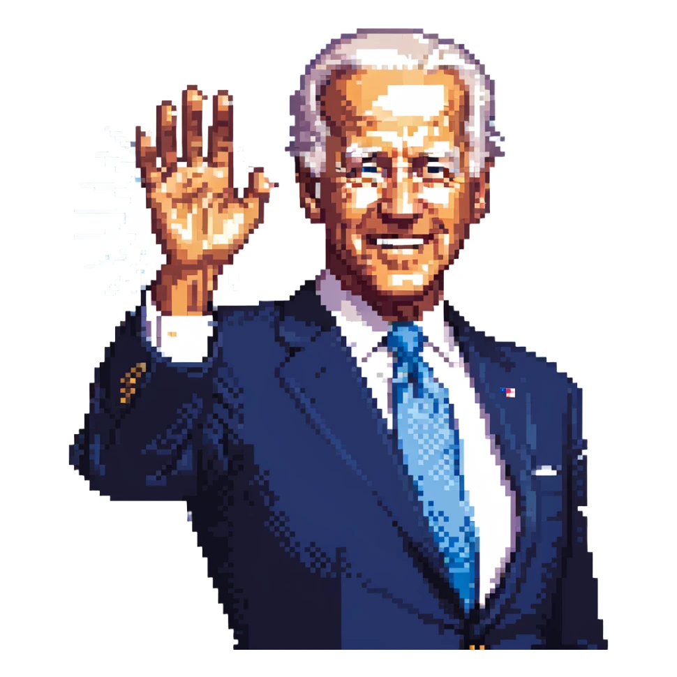 Joe Biden unleashing a blue power wave from his hand sticker