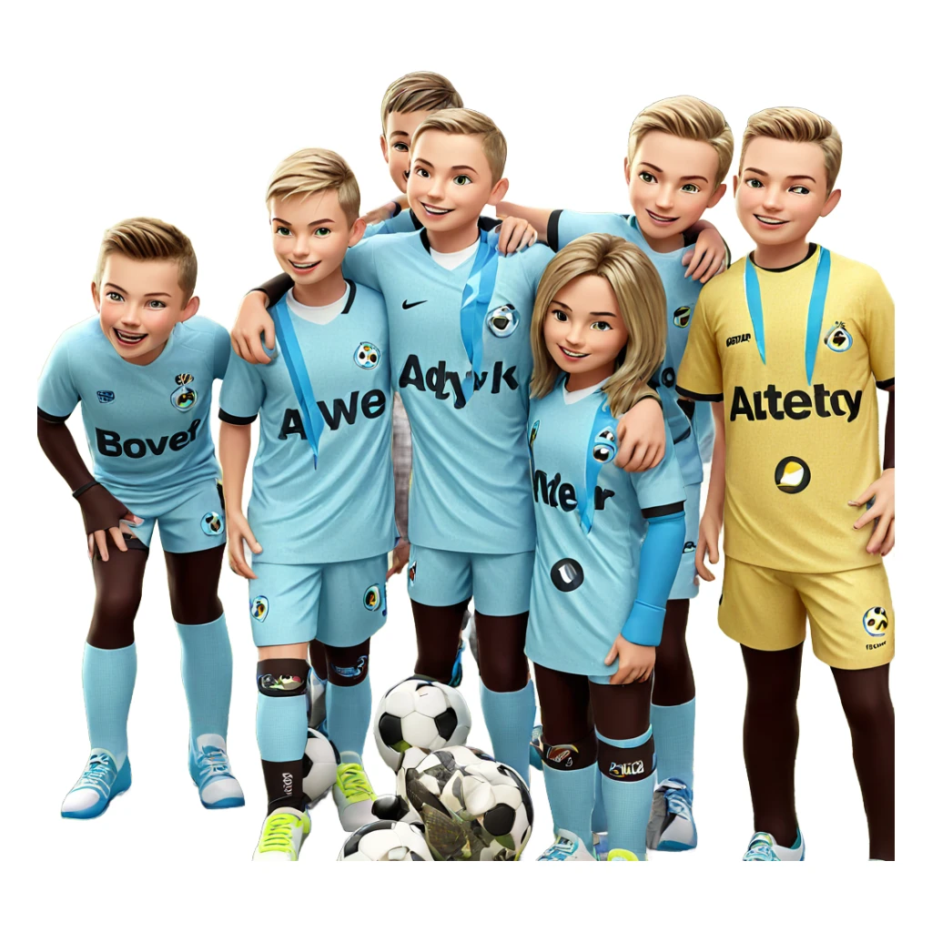 cheerful boys in soccer gear sticker
