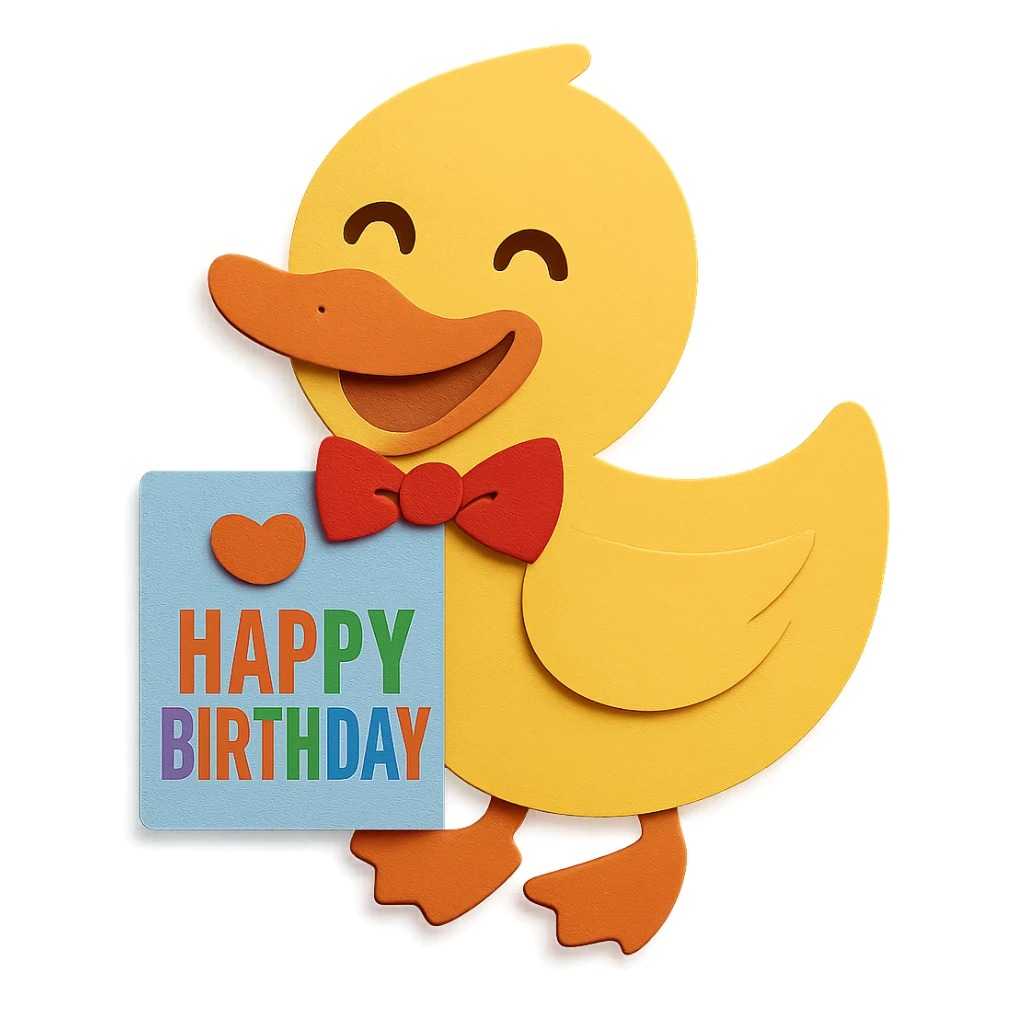 Change the duck's bowtie to a red color and make the image even more visually good looking and well-appearing. Keep all other design elements unchanged sticker