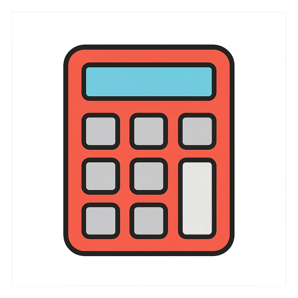 minimalist calculator icon, flat design, grid of buttons, soft gray and white, no text sticker