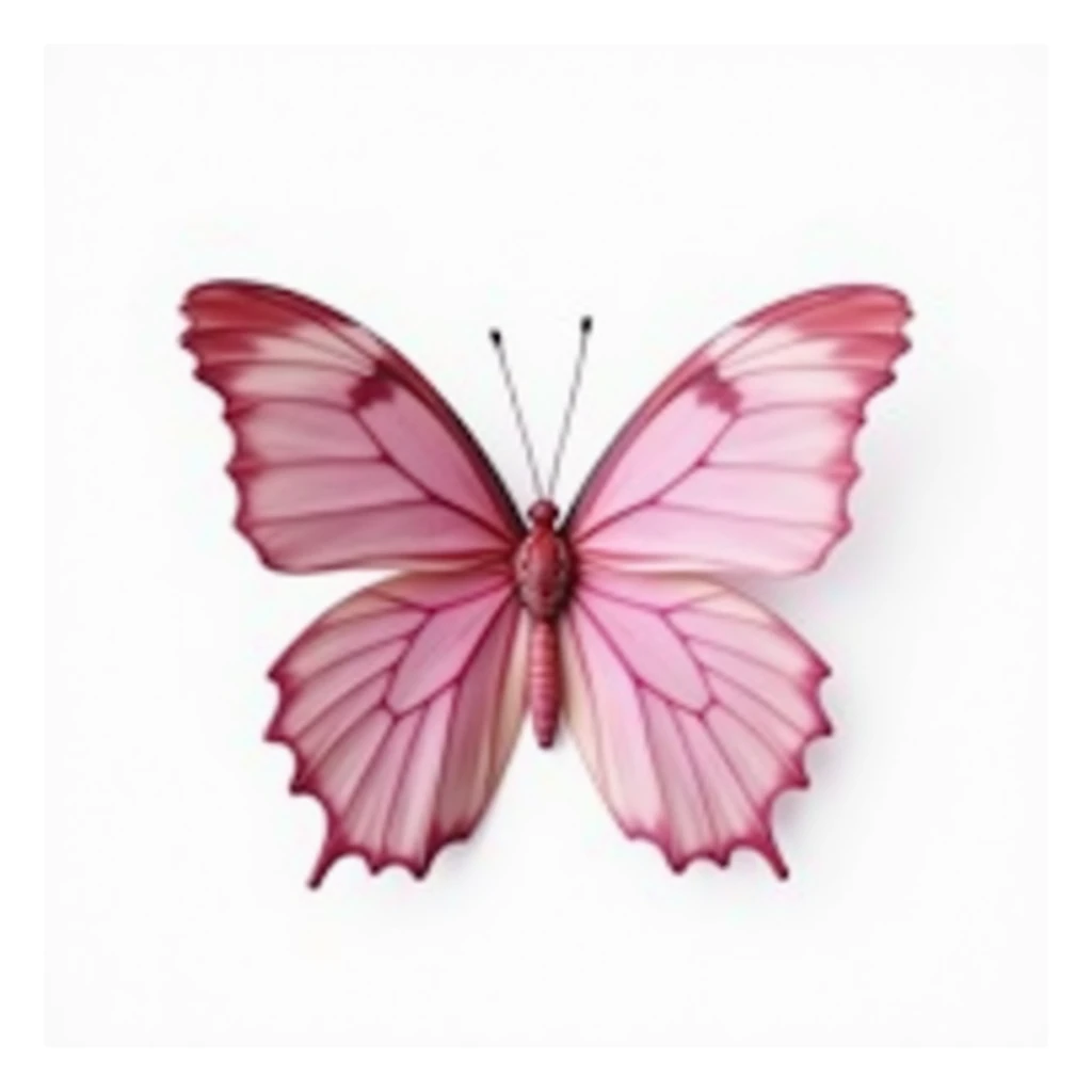 photorealistic pink butterfly on white background sticker