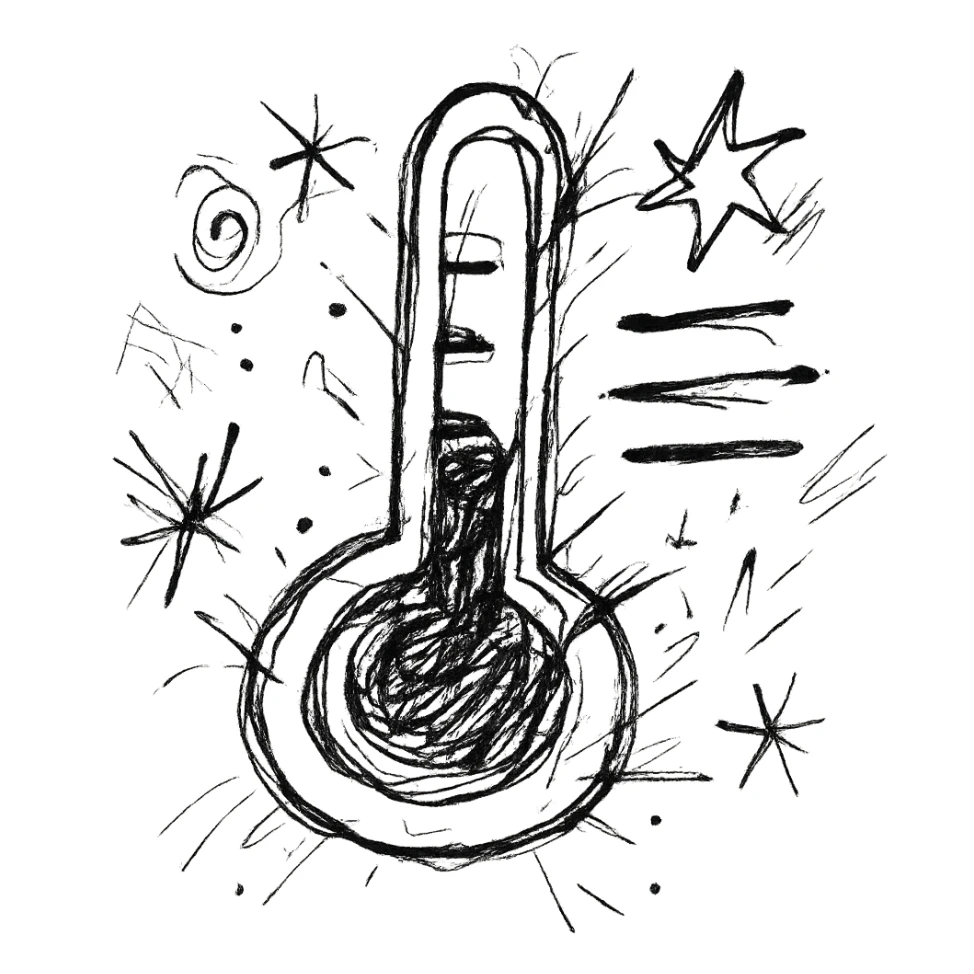 chaotic digital thermometer icon sticker