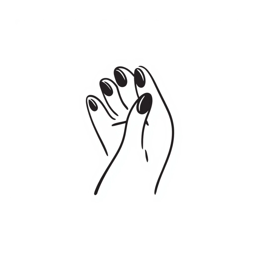 hand-drawn doodle of fingernails, black lines, minimal detail sticker