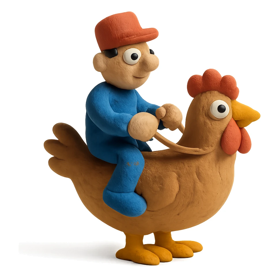 claymation style chicken jockey sticker