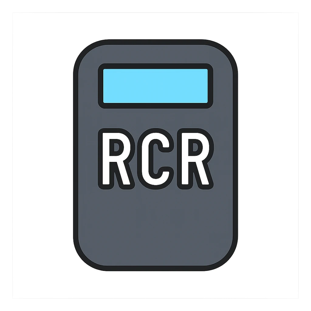 black riot shield with RCR in white, rectangular viewing window, minimal color icon style sticker