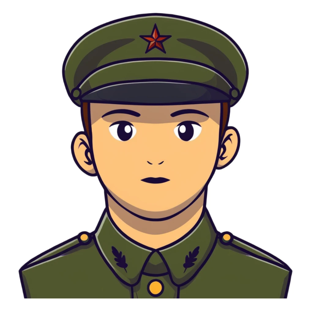 army soldier with formal military cap, front view portrait sticker