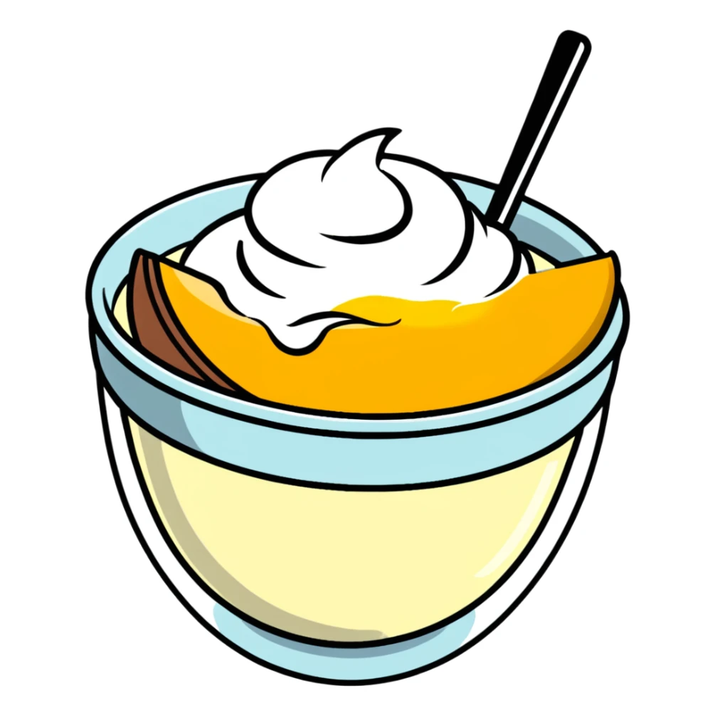 bowl of yogurt with fresh mango slices on top sticker