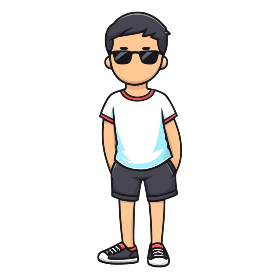 tropical bermuda shorts and fashionable sunglasses for summer sticker