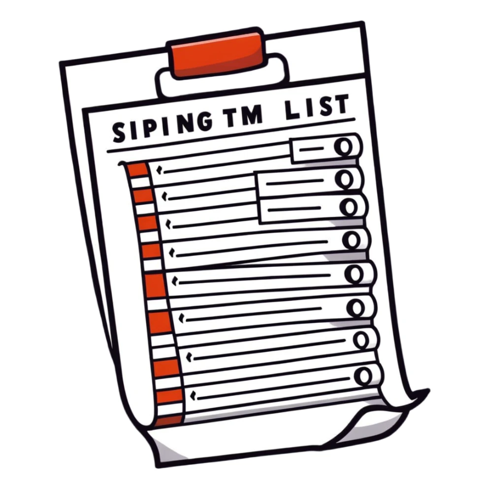 long curling to-do list paper looping up and down like a snake with tiny checkboxes fading into distance sticker