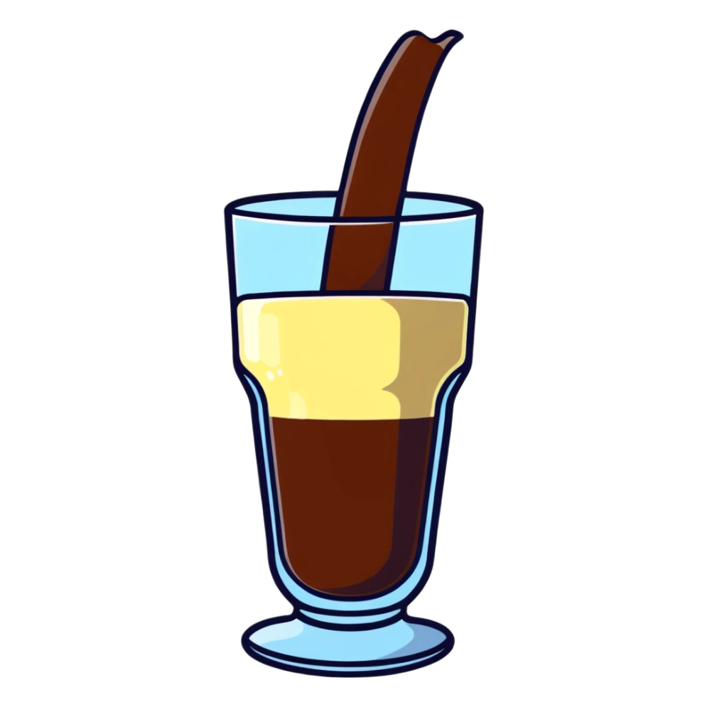 Glass of milk with Nesquik chocolate powder being mixed in sticker