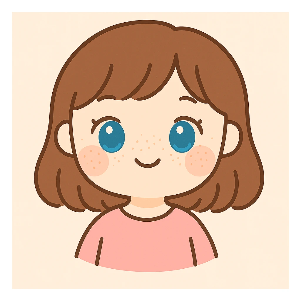 Add cute freckles to her cheeks, keeping the kawaii style. sticker