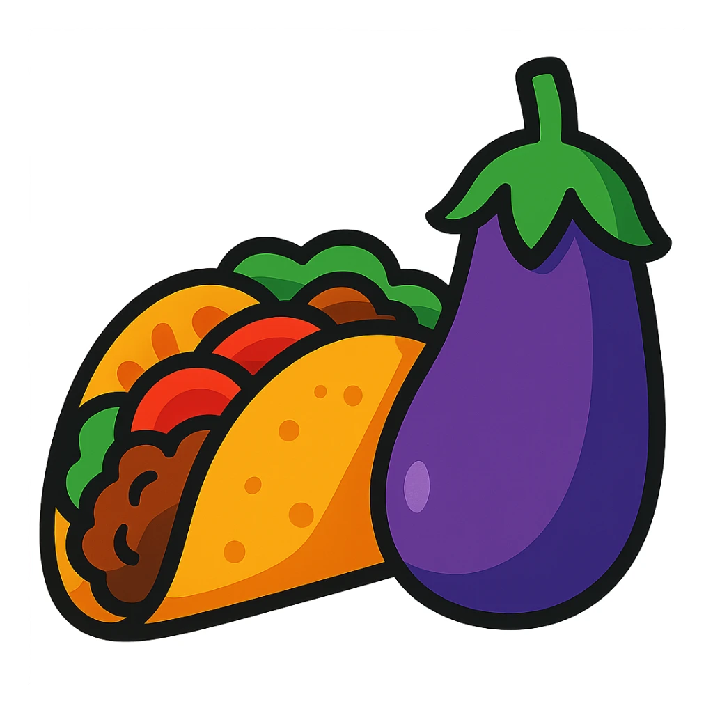 vibrant toon style taco and eggplant together sticker