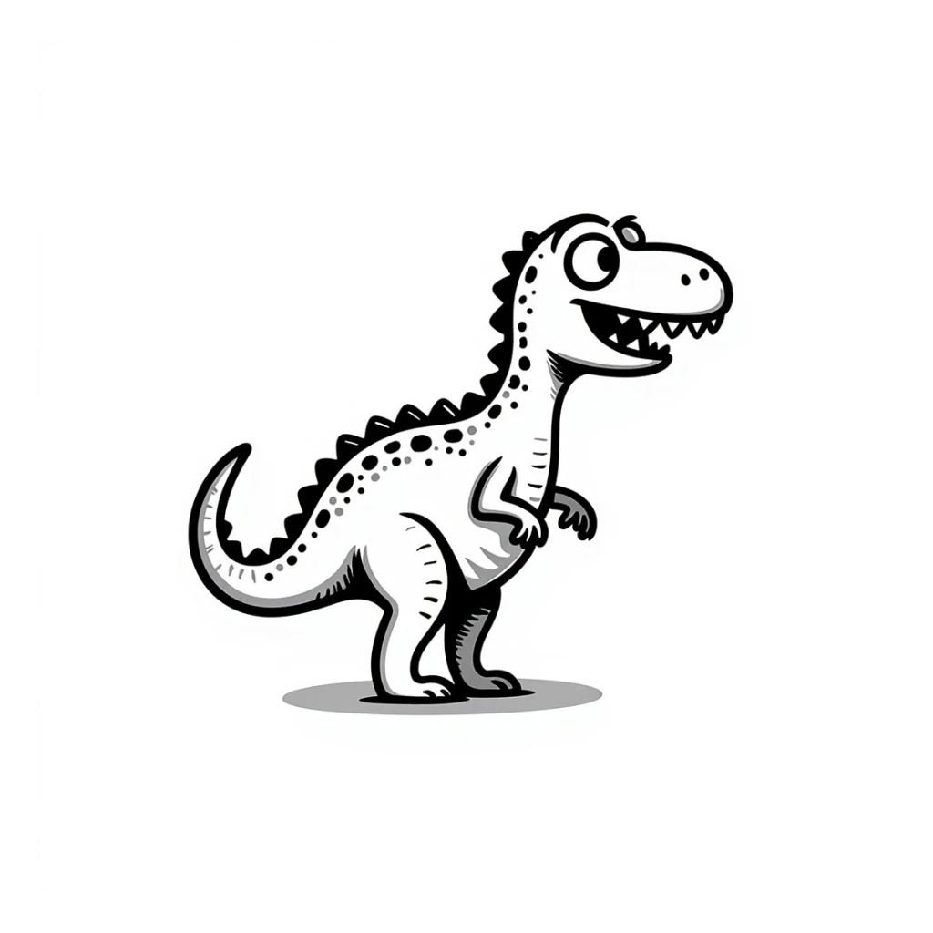 scary dinosaur, black doodle hand-drawn style sticker