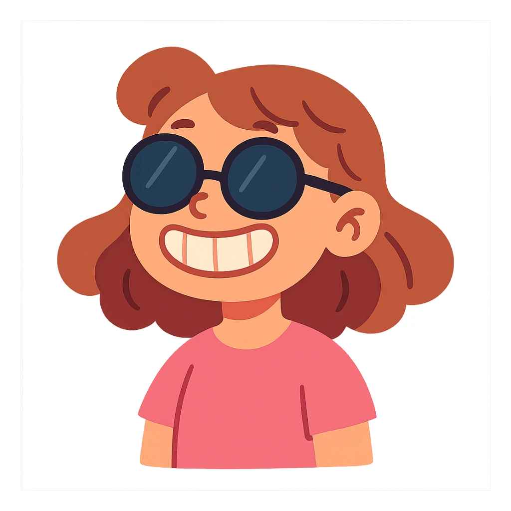 girl with a big cute smile and sunglasses sticker