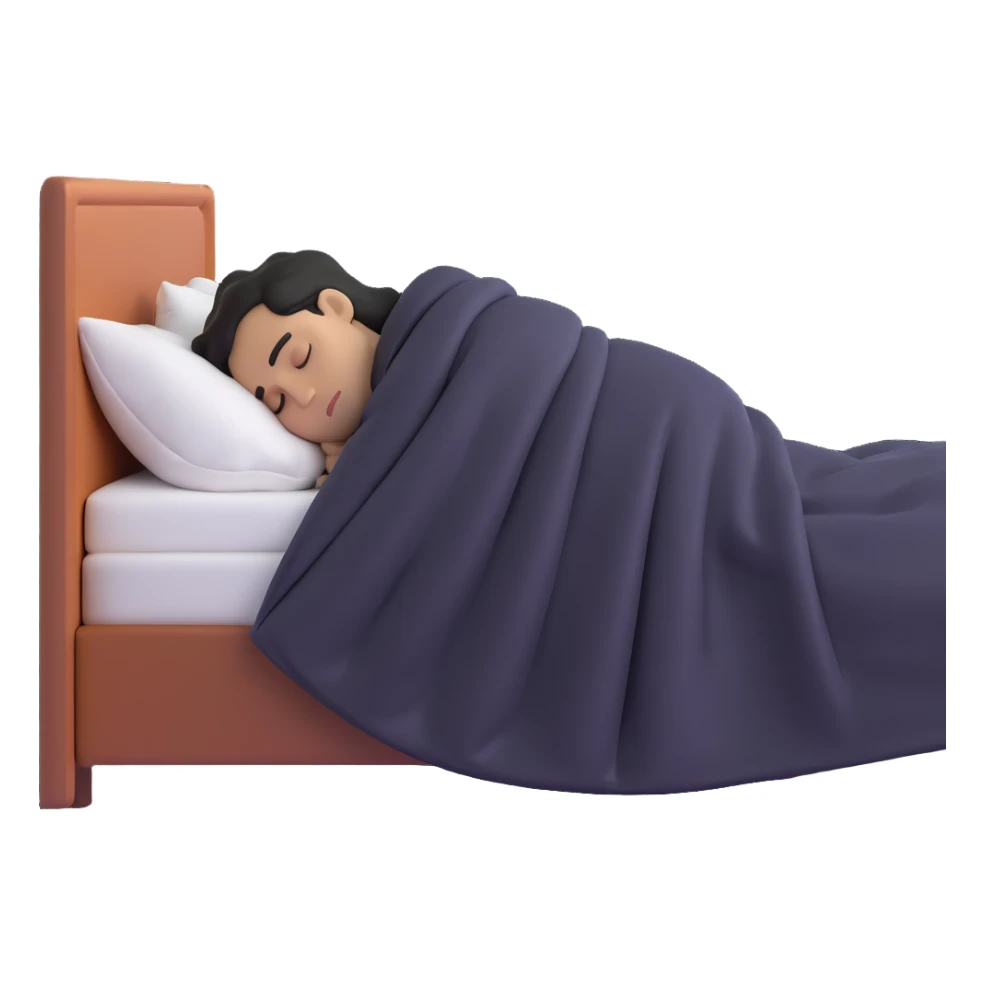 person sleeping under a blanket on a king bed, face hidden, side view sticker