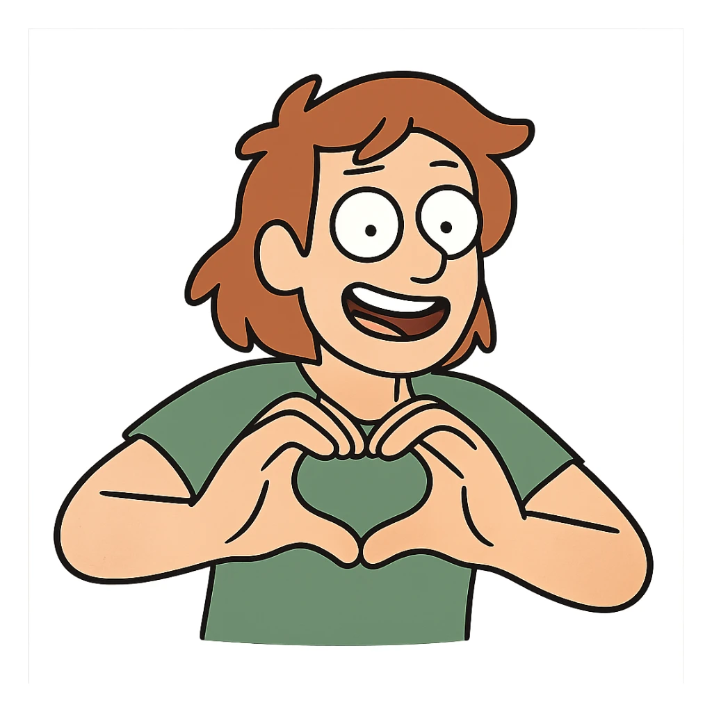 two hands forming a heart, bold lines sticker