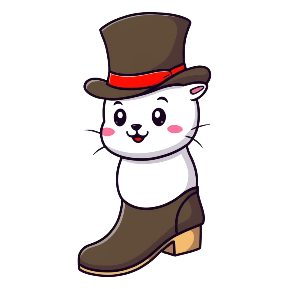 A cheerful Russian felt boot (valenok) wearing a fancy top hat sticker
