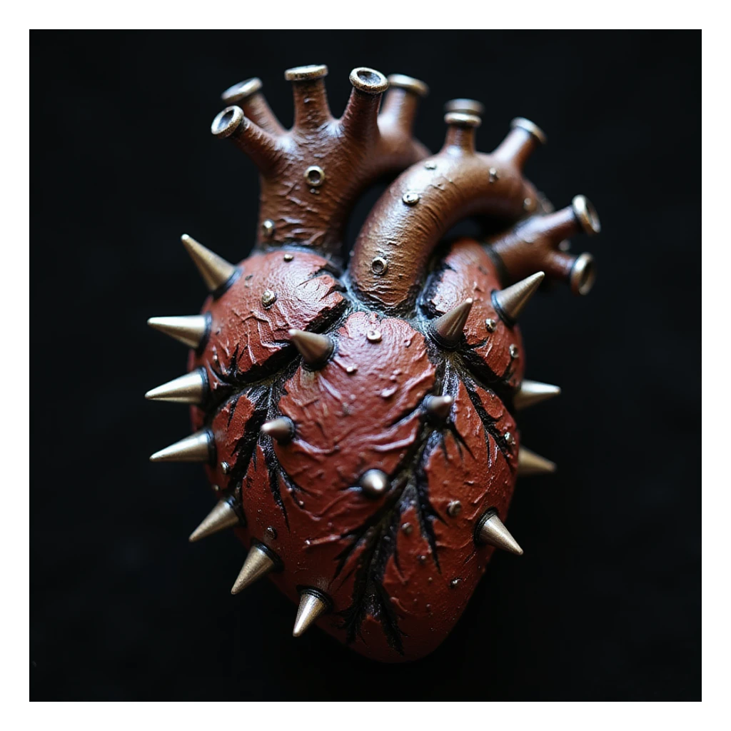 gothic heart with metallic spikes, photorealistic, ornate, dark, elegant, high detail sticker