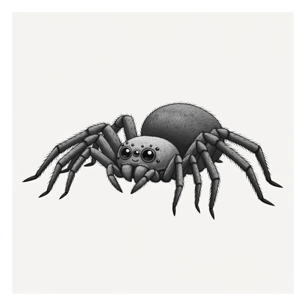 goth spider, cute, expressive, minimal sticker