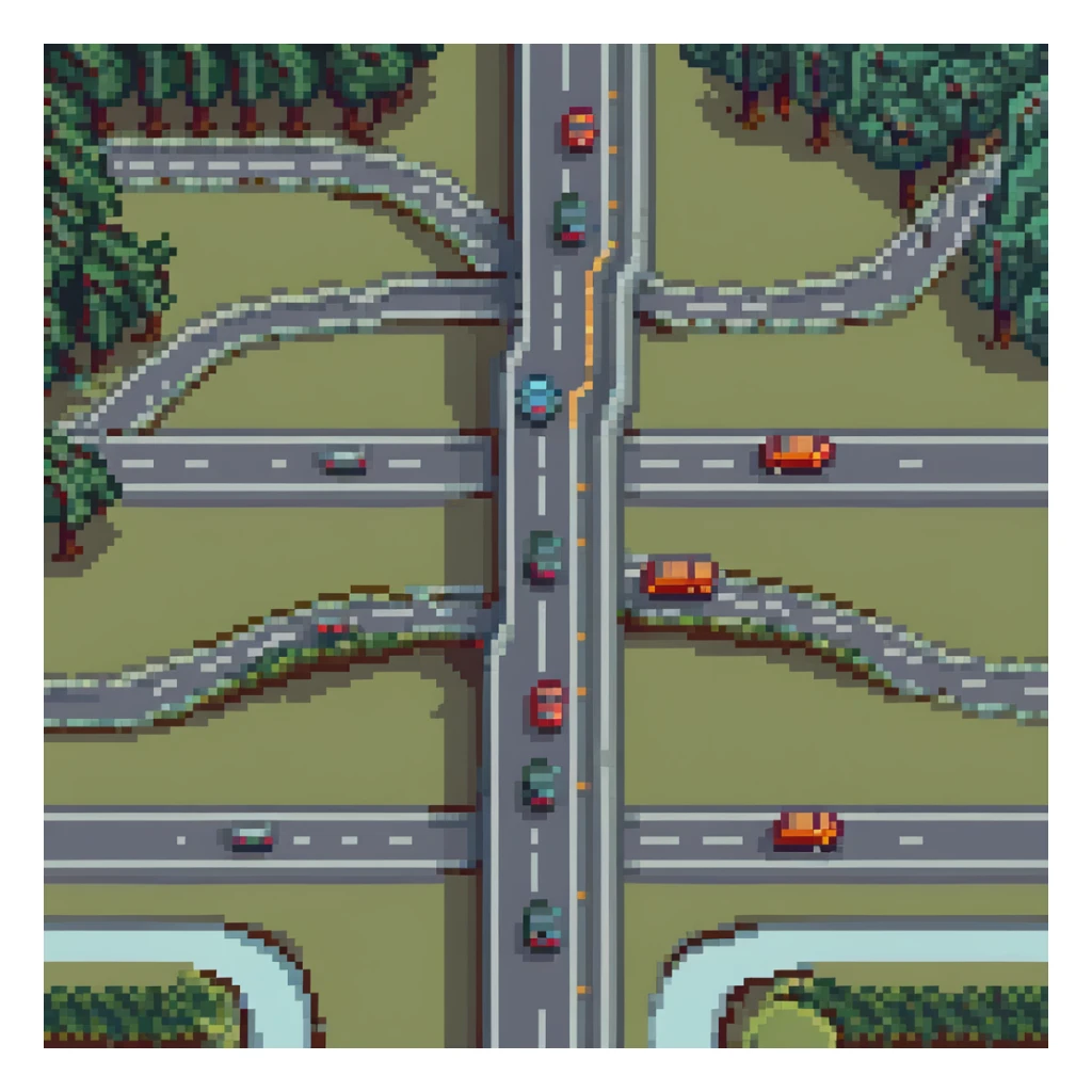 highway road with traffic and landscape sticker