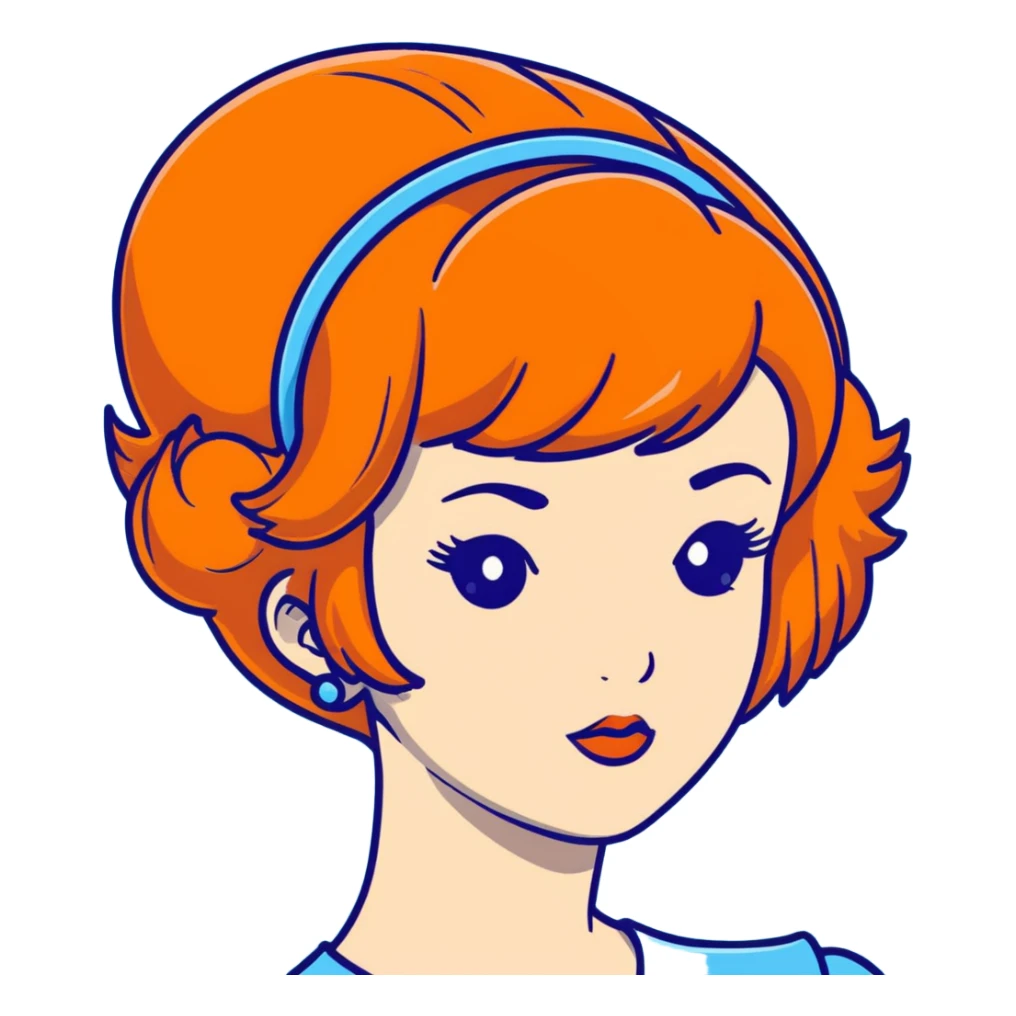 orange hair styled in a retro bouffant sticker