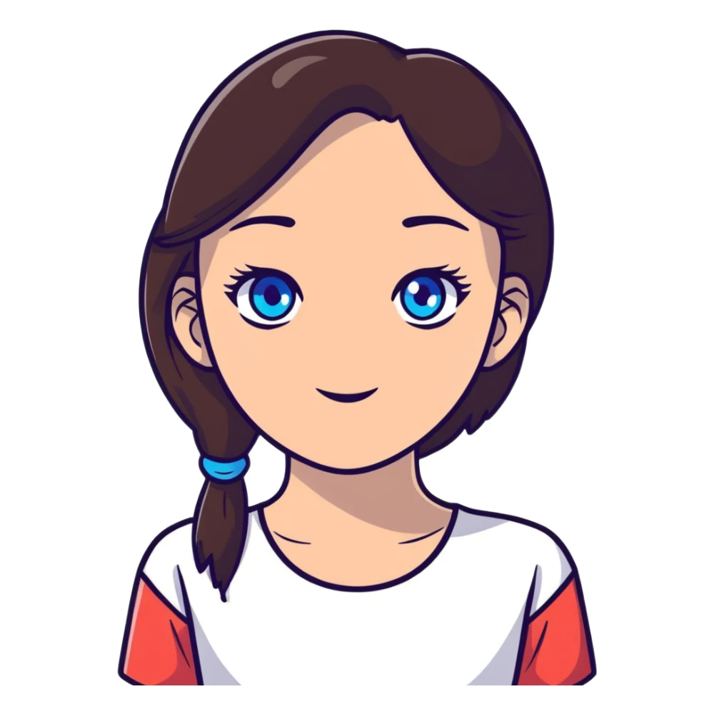 brunette girl with blue eyes sticker
