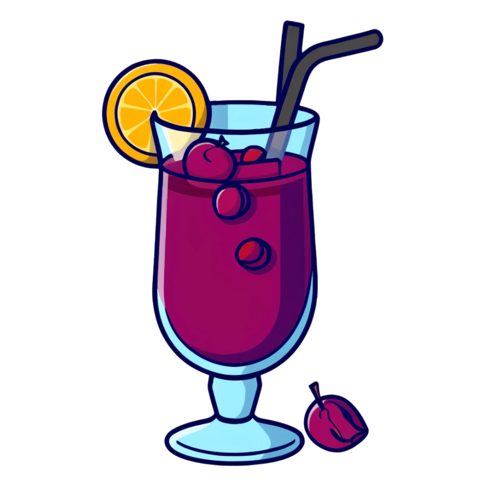 frozen slushy sangria with fruit pieces and wine sticker