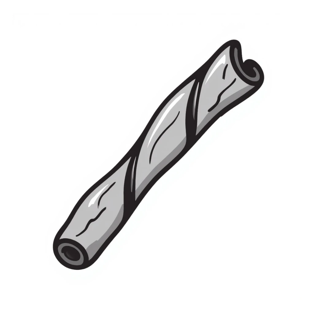 A black and white doodle of a cinnamon stick sticker