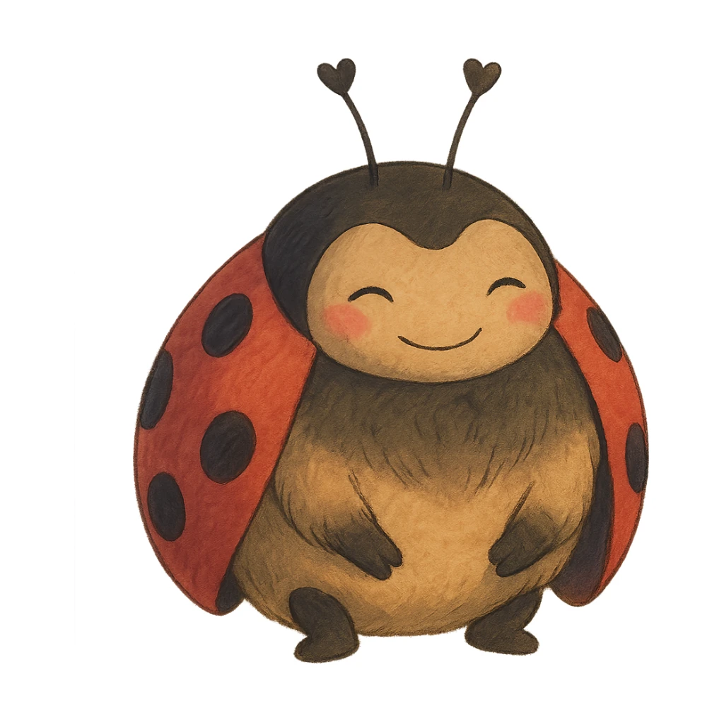 gentle and magical love bug, ghibli style sticker