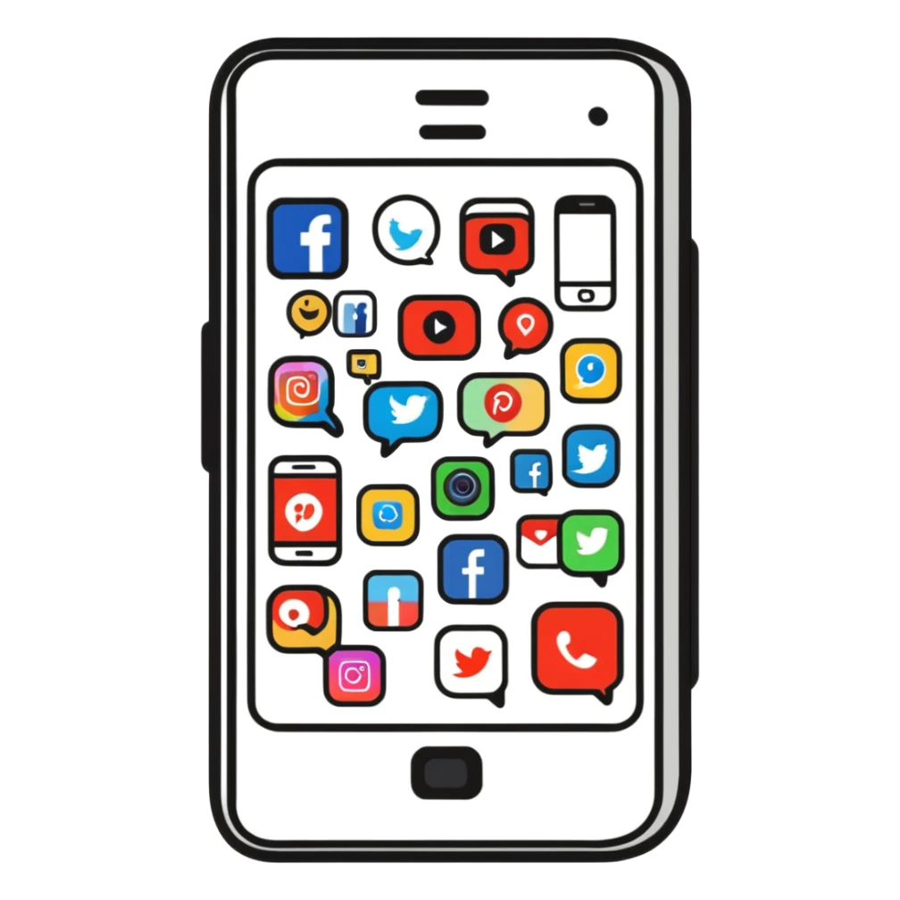 smartphone with social media icons sticker