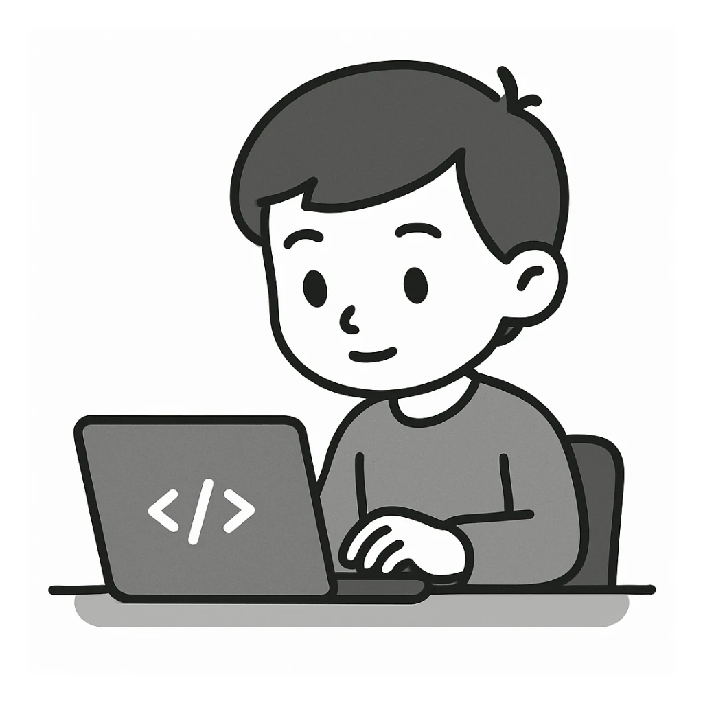 web developer coding on laptop, minimalist style, clean lines, neutral colors sticker