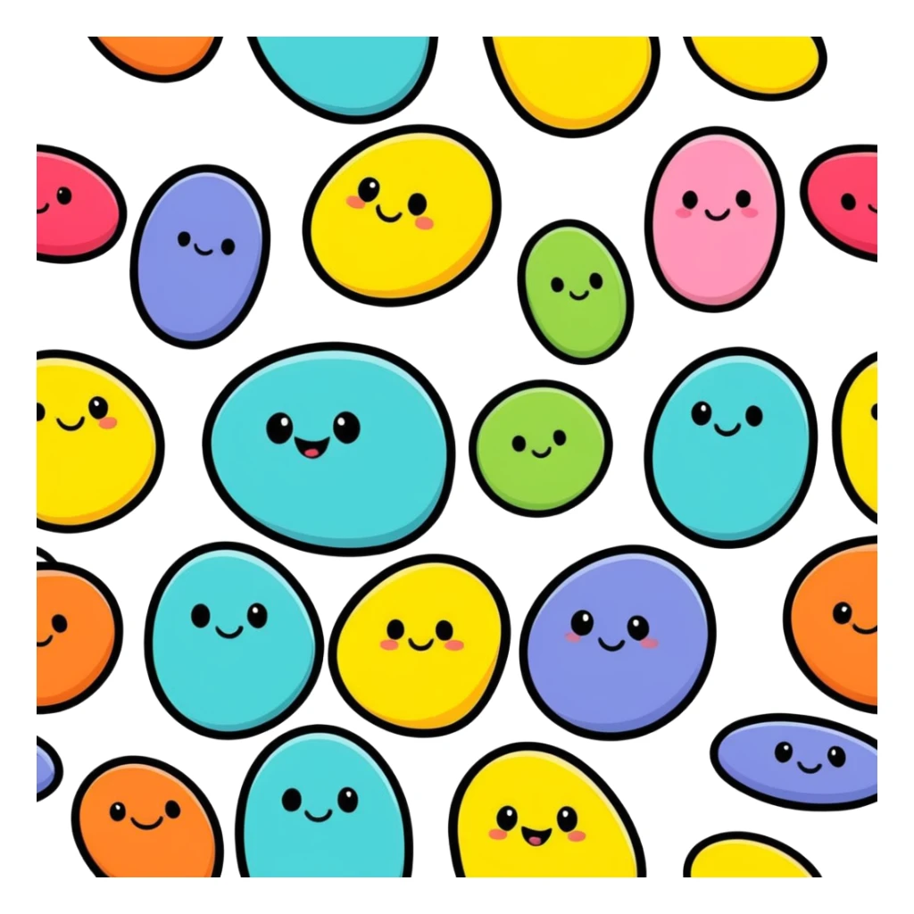 stubborn fat cells, sticker style, rounded shapes, funny expressions, bright colors sticker