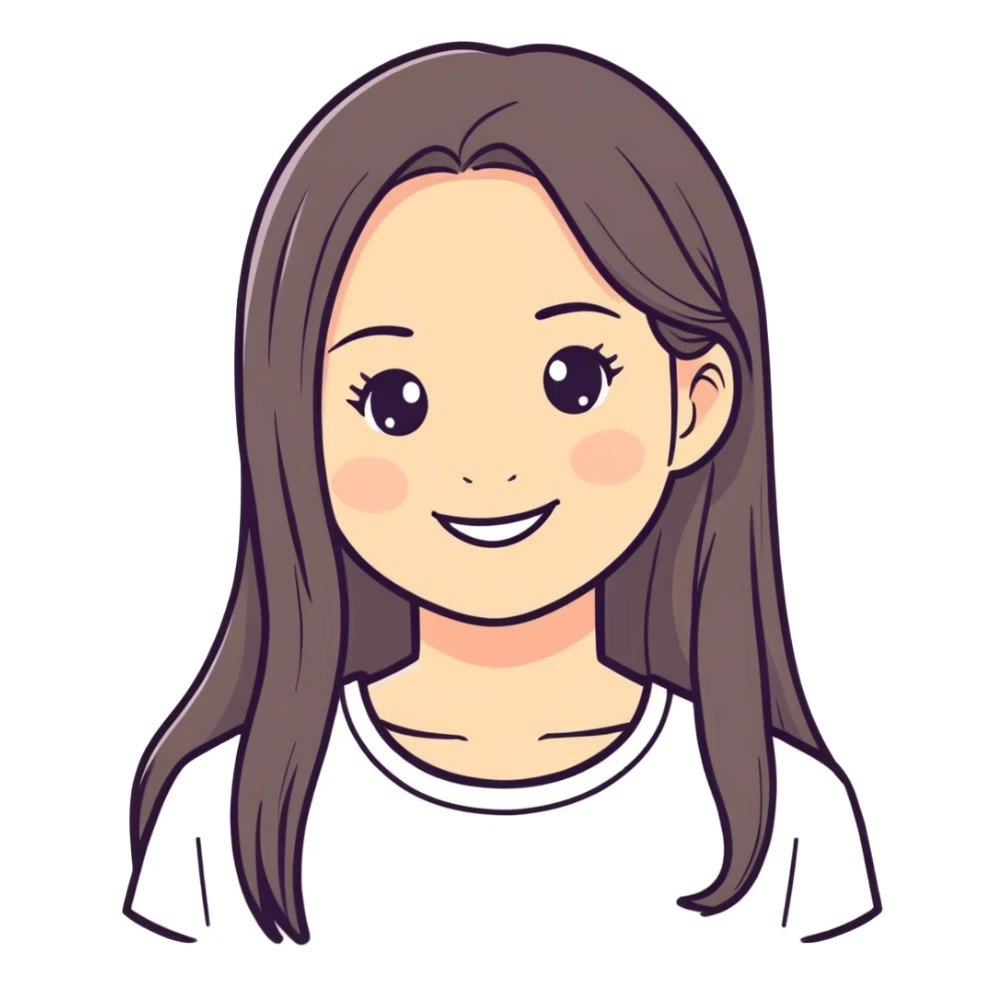smiling girl with long hair sticker