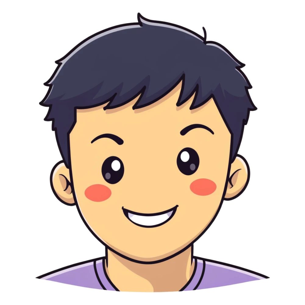Short black haired male winking with a big smile, young man with short black hair winking one eye and smiling happily sticker