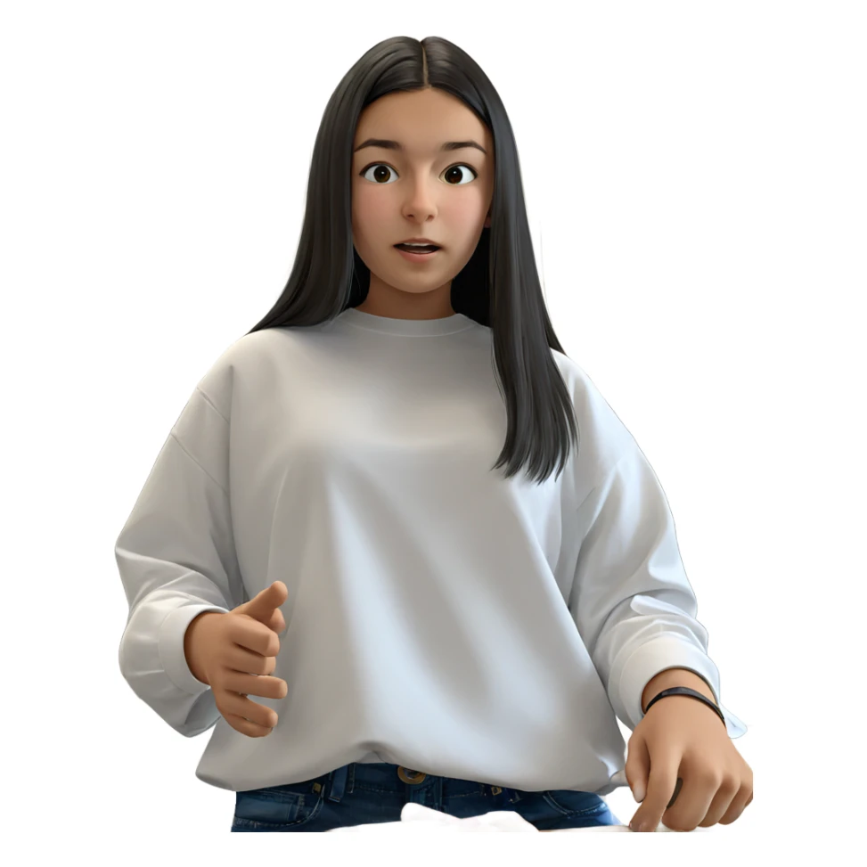 girl in white shirt indoors sticker