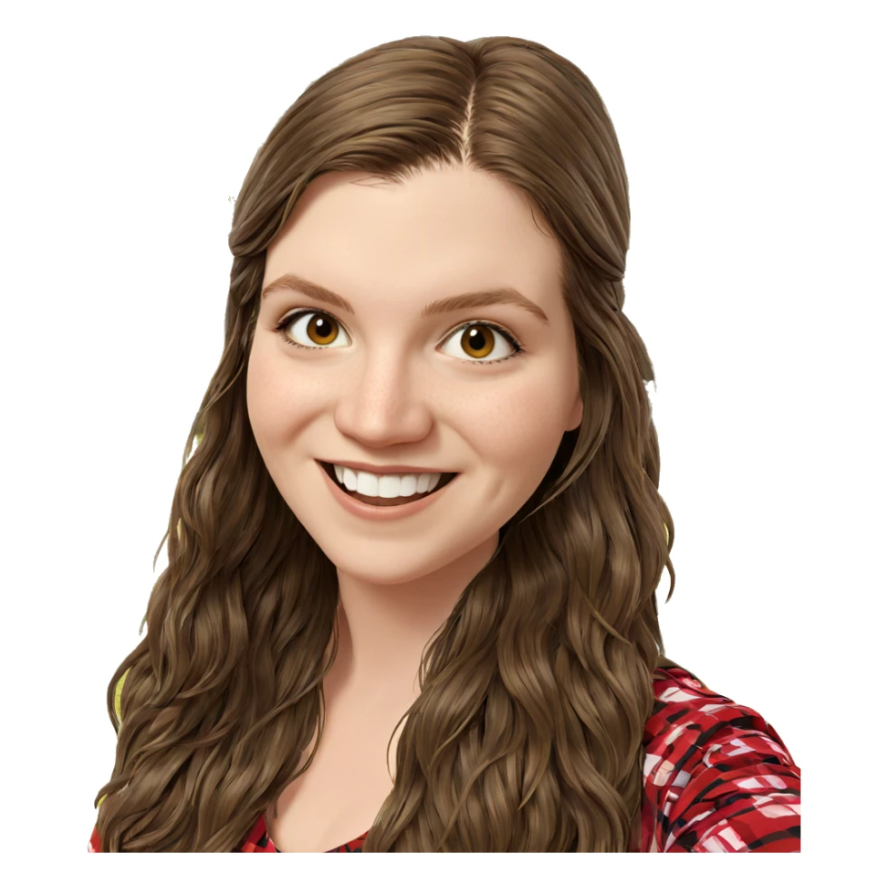 smiling girl outdoors with brown hair sticker