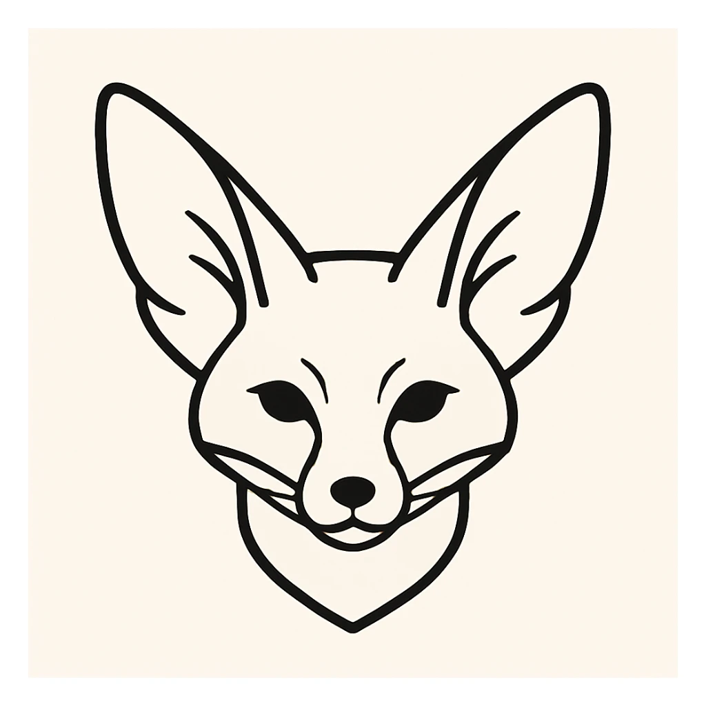head of a fennec fox, minimalistic, clean lines, simple shapes sticker