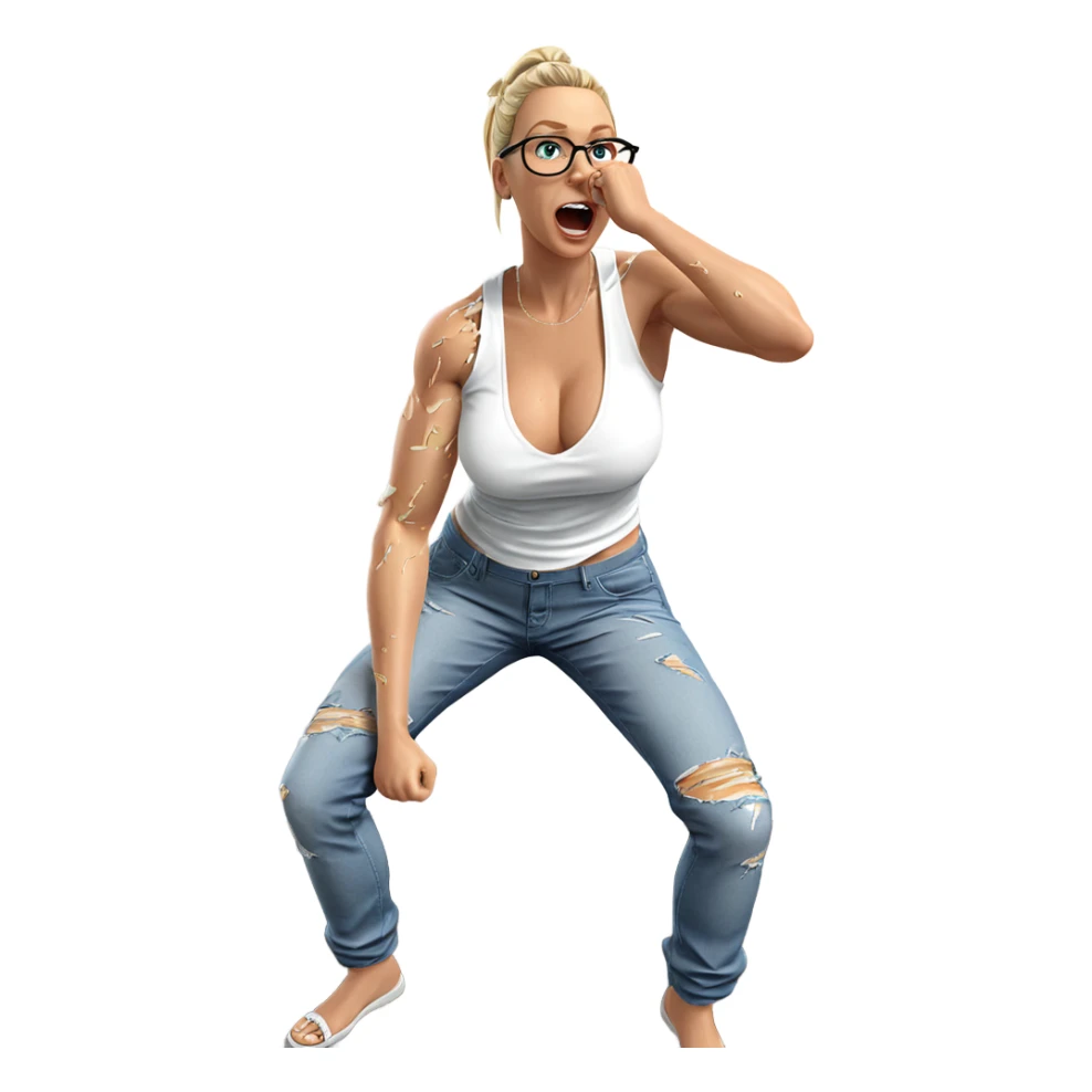 blonde girl in torn outfit sticker