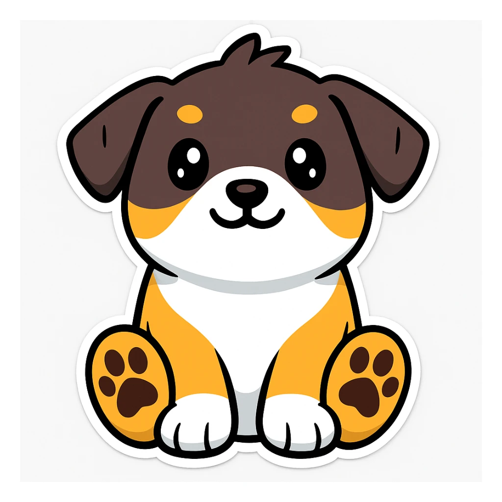 Make the paw print dark brown in cartoonish stickers sticker