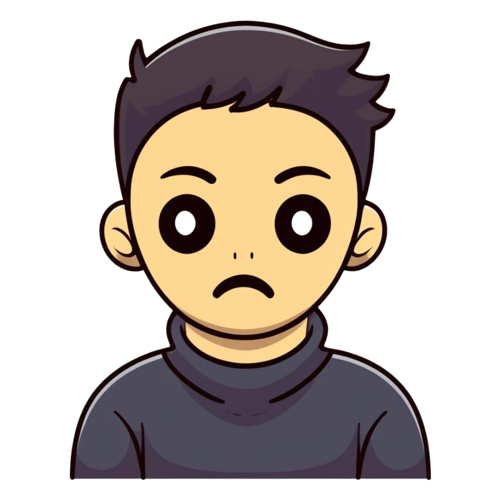 cartoon face with two hands around neck, wide eyes, annoyed face sticker